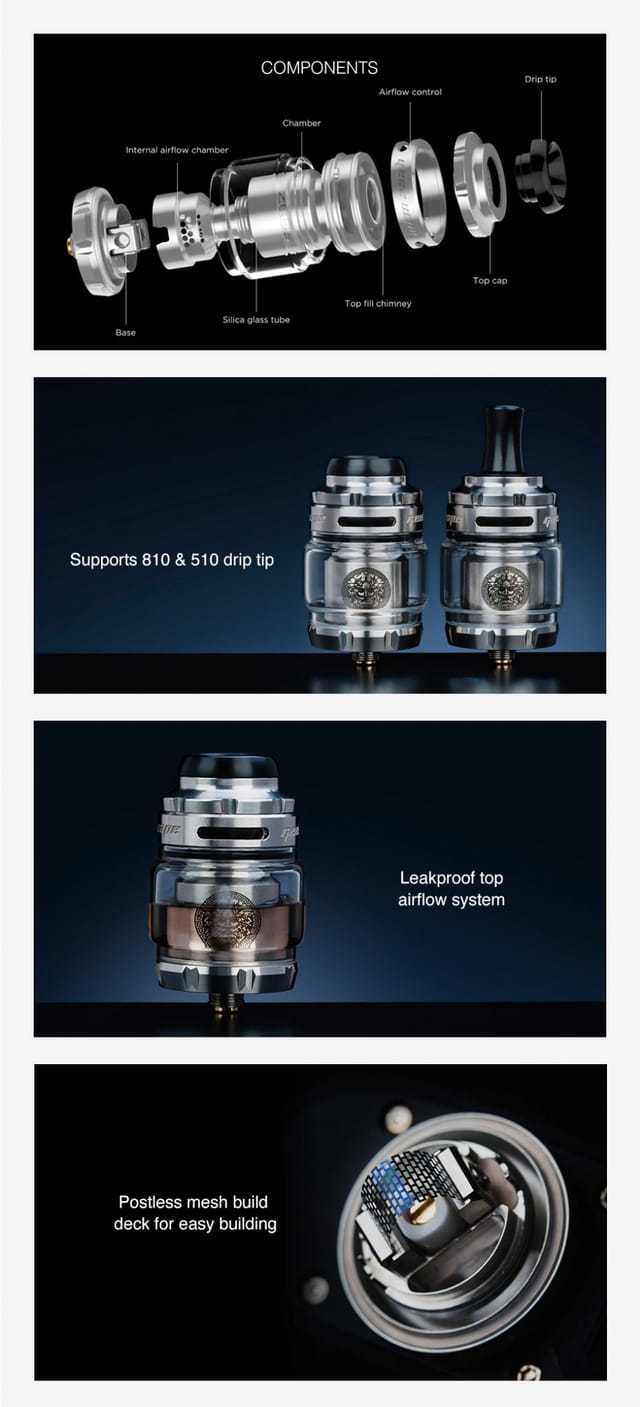 Geekvape Zeus Mesh RTA UK Features Geekvape Zeus Mesh RTA UK Features