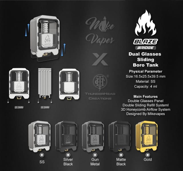 ThunderHead Creations Blaze Bridge with Sliding Tank Dual Glass Parameters ThunderHead Creations Blaze Bridge with Sliding Tank Dual Glass Parameters