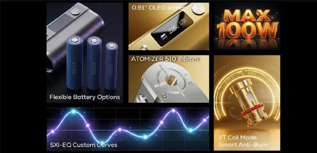 SXmini MQ Plus 100W Box Mod Key Features
