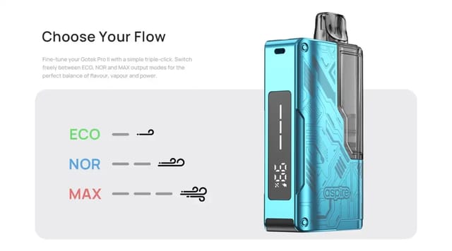 Aspire Gotek Pro 2 Pod Vape Kit Power Modes