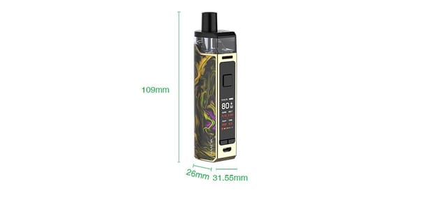 Smok RPM80 UK Size Height, width and depth measurements of Smok RPM80 in Fluid Gold.