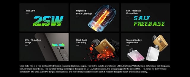 Lost Vape Ursa Baby Pro Pod Kit Features Lost Vape Ursa Baby Pro Pod Kit Features