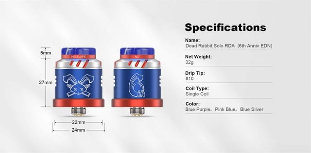 Hellvape Dead Rabbit Solo RDA 6th Anniversary Edition Specifications Hellvape Dead Rabbit Solo RDA 6th Anniversary Edition Specifications