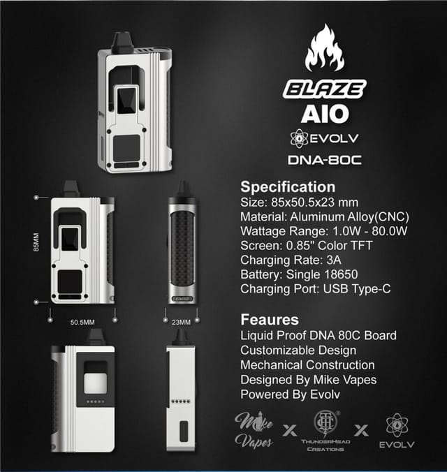 ThunderHead Creations Blaze AIO DNA80C Mod Specifications