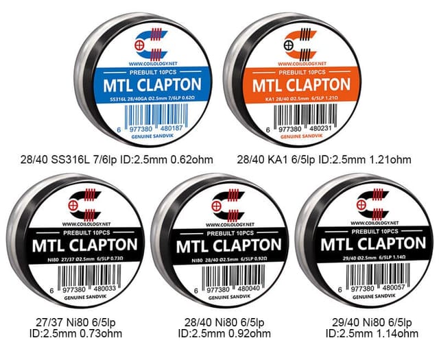 Coilology Prebuilt Sandvik MTL Clapton Coils Types Coilology Prebuilt Sandvik MTL Clapton Coils Types