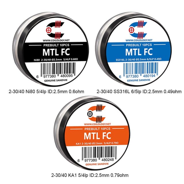 Coilology Prebuilt Sandvik MTL Fused Clapton Coils Types Coilology Prebuilt Sandvik MTL Fused Clapton Coils Types