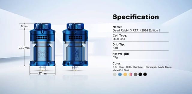 Hellvape Dead Rabbit 3 RTA 2024 Edition Specifications Hellvape Dead Rabbit 3 RTA 2024 Edition Specifications