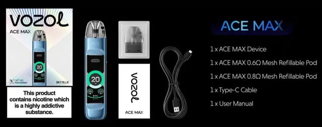 Vozol Ace Max Pod Kit Contents Vozol Ace Max Pod Kit Contents