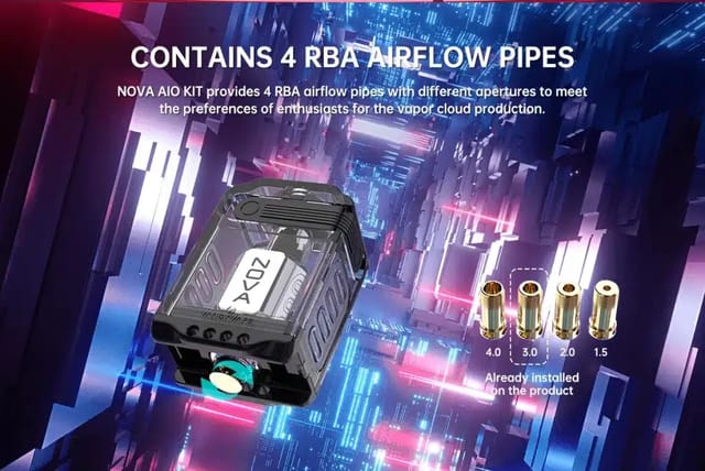 Vandy Vape Nova AIO Kit 60W RBA Airflow Pipes Vandy Vape Nova AIO Kit 60W RBA Airflow Pipes