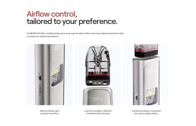 Uwell Caliburn G4 Pod Kit Airflow Control Uwell Caliburn G4 Pod Kit Airflow Control