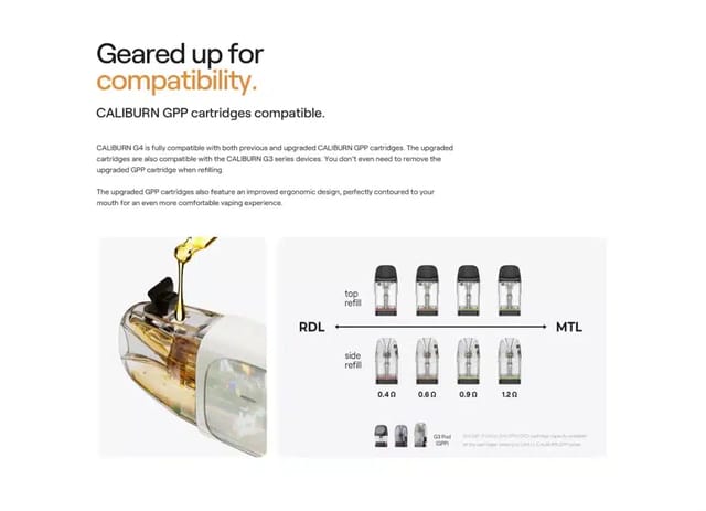 Uwell Caliburn G4 Pod Kit Caliburn GPP Compatibility Uwell Caliburn G4 Pod Kit Caliburn GPP Compatibility