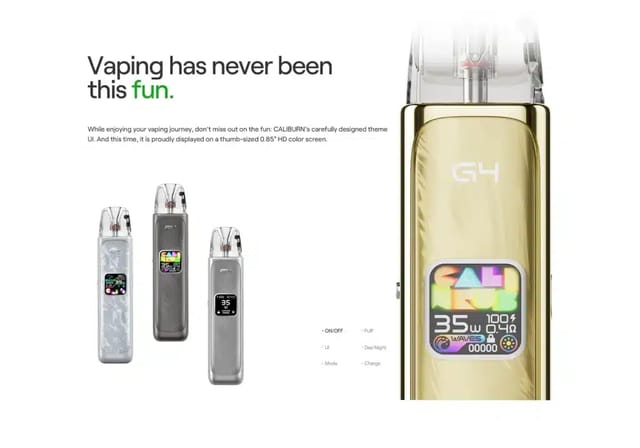 Uwell Caliburn G4 Pod Kit HD Colour Screen Uwell Caliburn G4 Pod Kit HD Colour Screen
