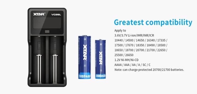 XTAR VC2SL Charger Compatibility