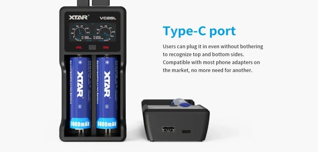 XTAR VC2SL Charger Type C Port