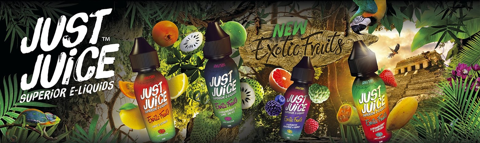 Just Juice Exotic Fruits Banner UK