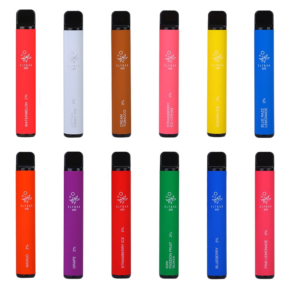 Elf Bar Disposable Vape Pod - Image displays some of the different flavours available