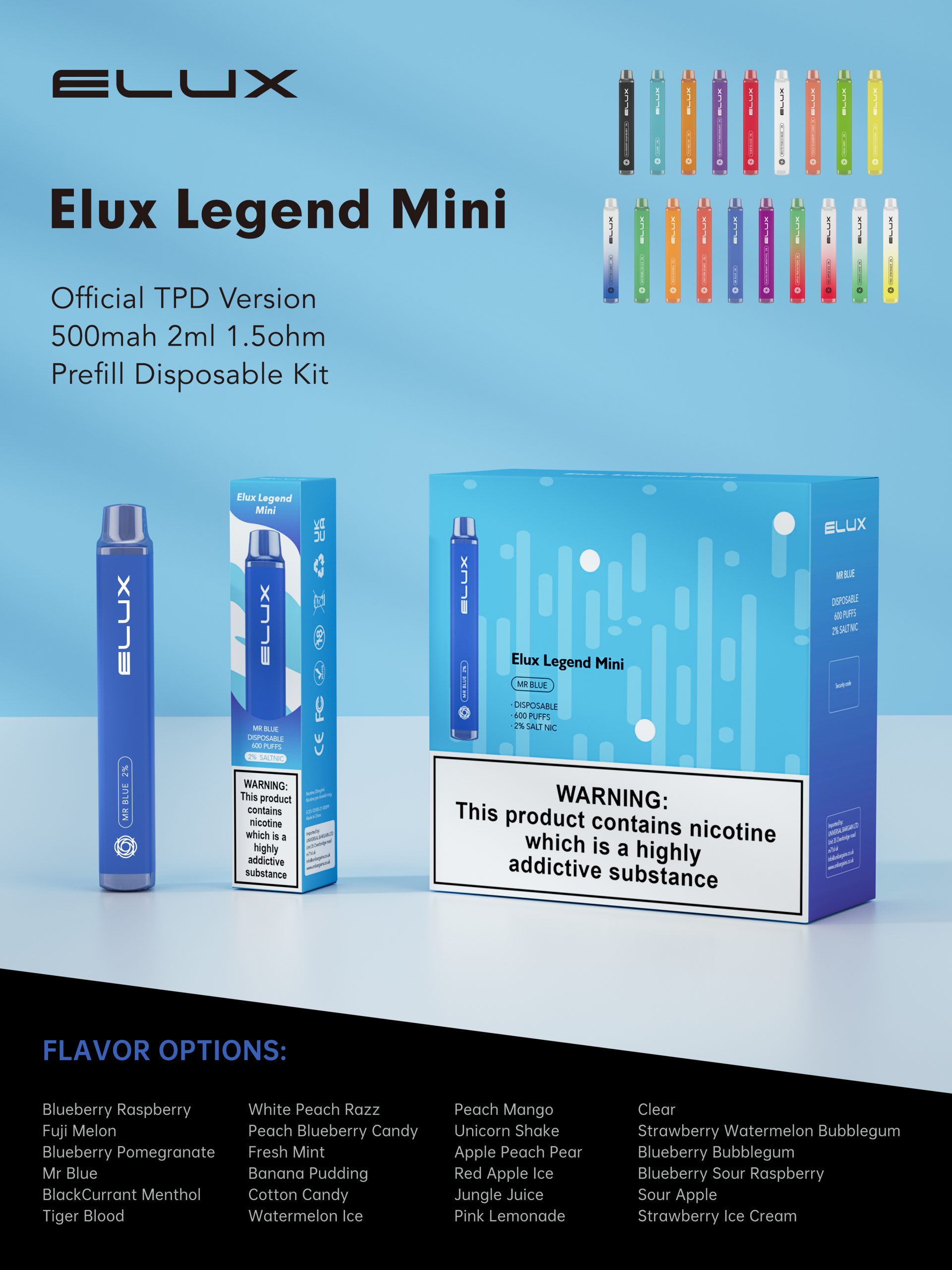 Elux Legend Mini Disposable Vape Pod – 10 FOR £30 – Legion Of Vapers