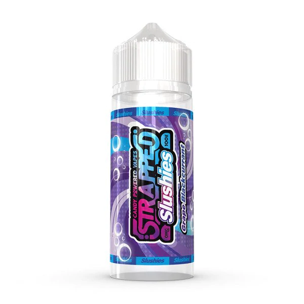 Single bottle of Strapped Slushies 100ml shortfill in Grape Blackcurrant flavour