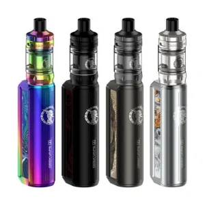 Four Geekvape Z50 kit lined up next to each other in Rainbow, Black, Gunmetal, Stainless Steel.
