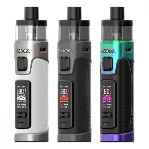 Three different colours of the Smok RPM 5 Pro Kit on a white background