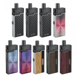 Nine Lost Vape Orion Mini Pod kits placed next to each other in different colours