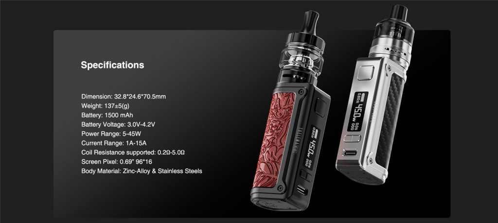 Lost Vape Thelema Mini 45W Kit Specifications