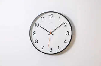 A clock on a white wall
