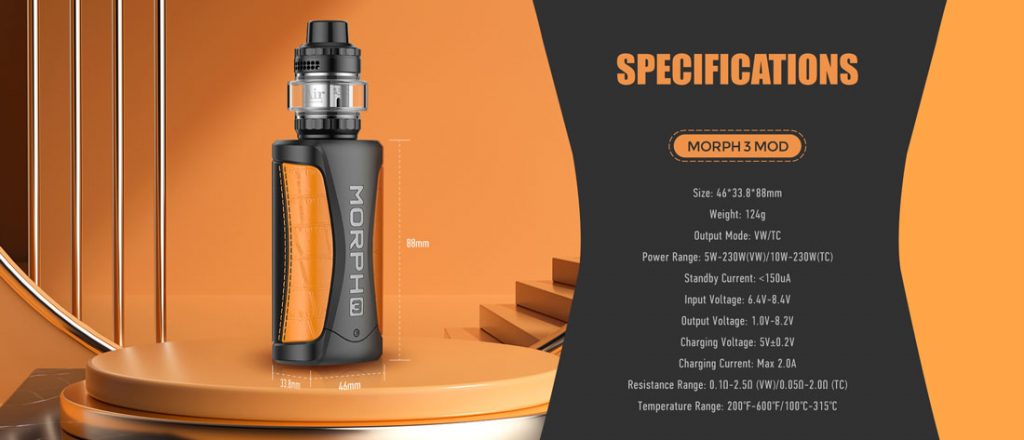 SMOK Morph 3 Kit with T-Air Tank Specifications