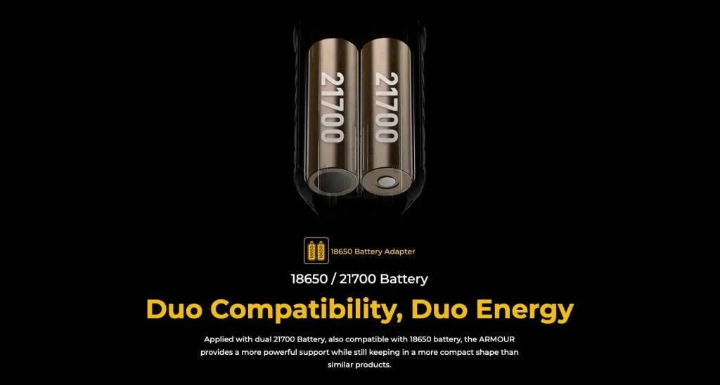 Vaporesso Armour Max 220W Mod Battery Compatibility