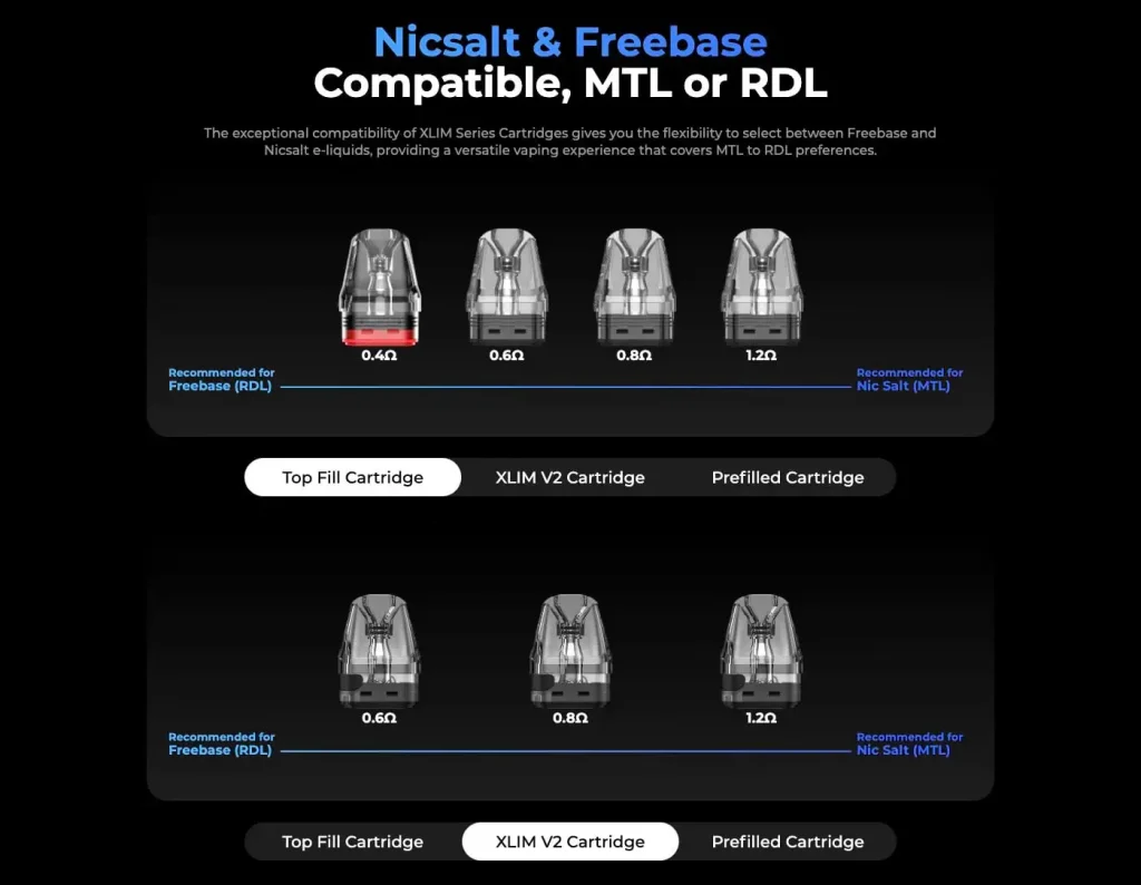 OXVA Xlim SE 2 Pod Kit Cartridge Compatibility and E-liquid