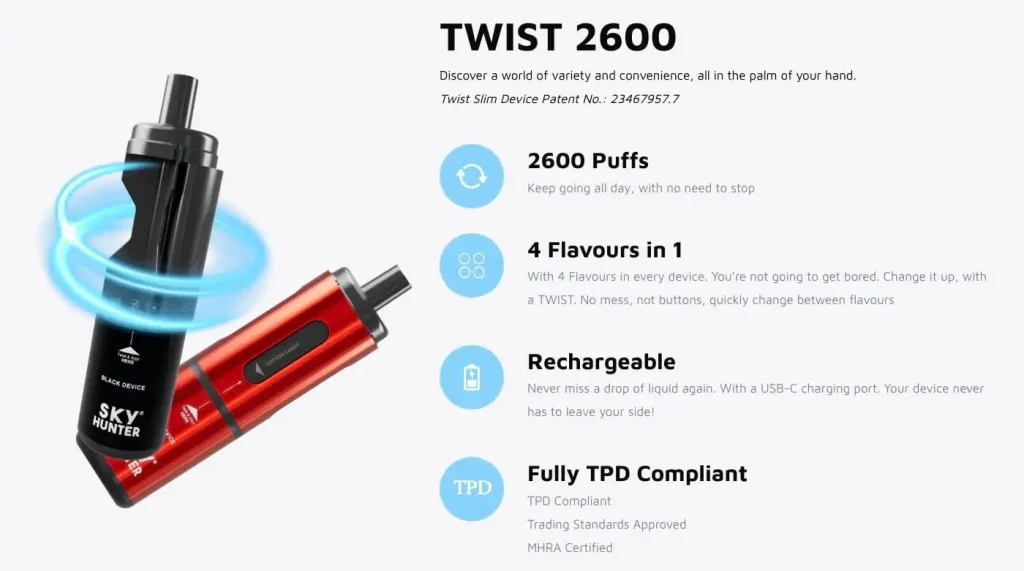 Sky Hunter 2600 Disposable Vape Parameters Sky Hunter 2600 Disposable Vape Parameters
