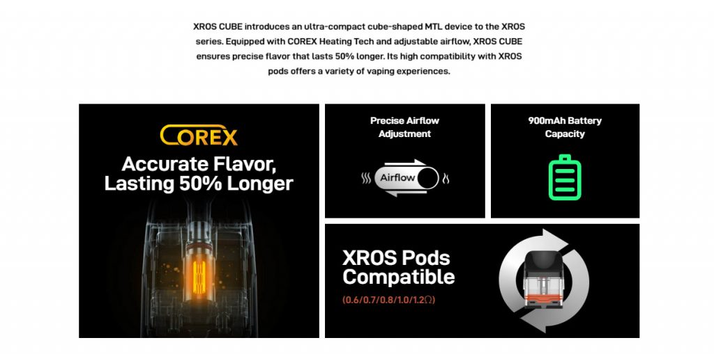 Vaporesso XROS CUBE Pod Kit Features Vaporesso XROS CUBE Pod Kit Features