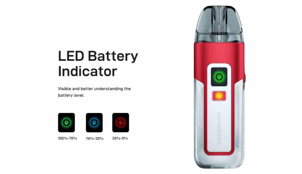 Vaporesso Luxe X2 Pod Kit Battery Indicator Vaporesso Luxe X2 Pod Kit Battery Indicator