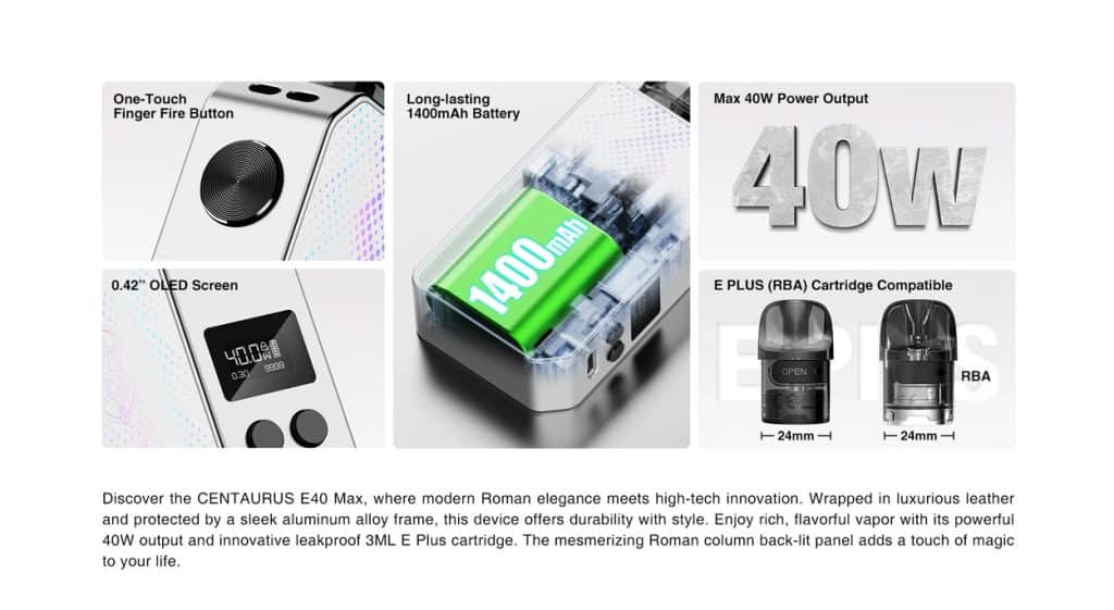 Lost Vape Centaurus E40 Max Pod Kit Key Features