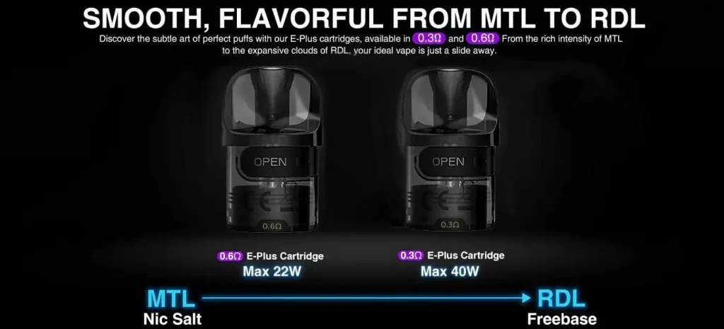 Lost Vape E-Plus Replacement Pod Cartridge MTL to RDL Vaping Style