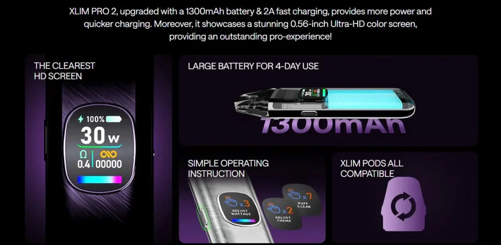 OXVA Xlim Pro 2 Pod Vape Kit Key Features OXVA Xlim Pro 2 Pod Vape Kit Key Features