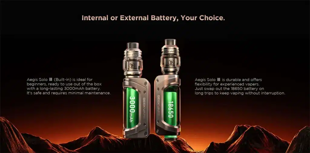 Geekvape Aegis Solo 3 Kit Internal & External Battery Variations Geekvape Aegis Solo 3 Kit Internal & External Battery Variations