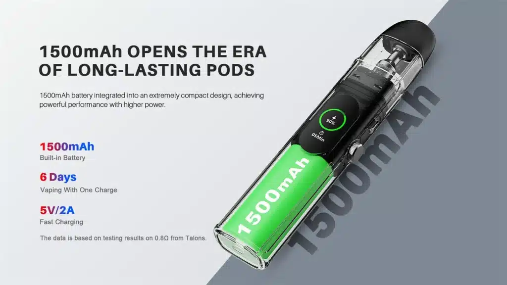 HorizonTech Talons 3 Pod Kit Battery Capacity