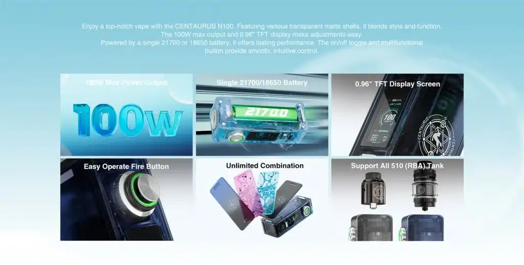 Lost Vape Centaurus N100 Kit Key Features