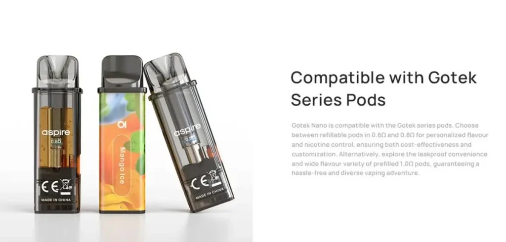 Aspire Gotek Nano Pod Kit Gotek Series Pods Compatibility