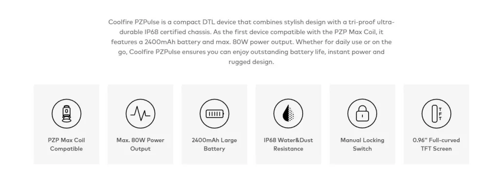 Innokin Coolfire PZPulse Pod Kit Key Features