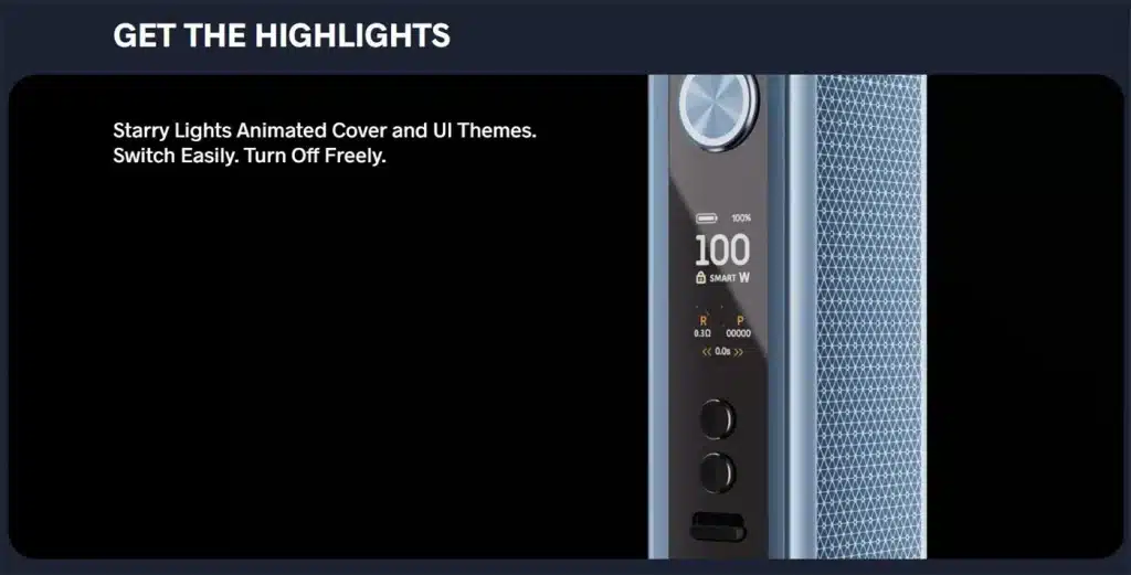 VOOPOO Vinci Spark 100 Vape Kit UI Themes VOOPOO Vinci Spark 100 Vape Kit UI Themes