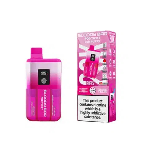 Bloody Bar Pod Twist 20K Vape Kit Blueberry Sour Raspberry Strawberry Raspberry Cherry Ice