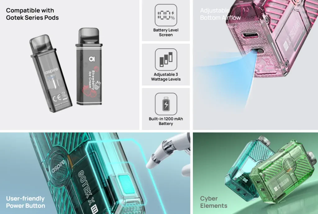 Aspire Gotek X3 Vape Kit Key Features