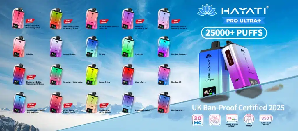 Hayati Pro Ultra Plus 25K Vape Kit Flavours