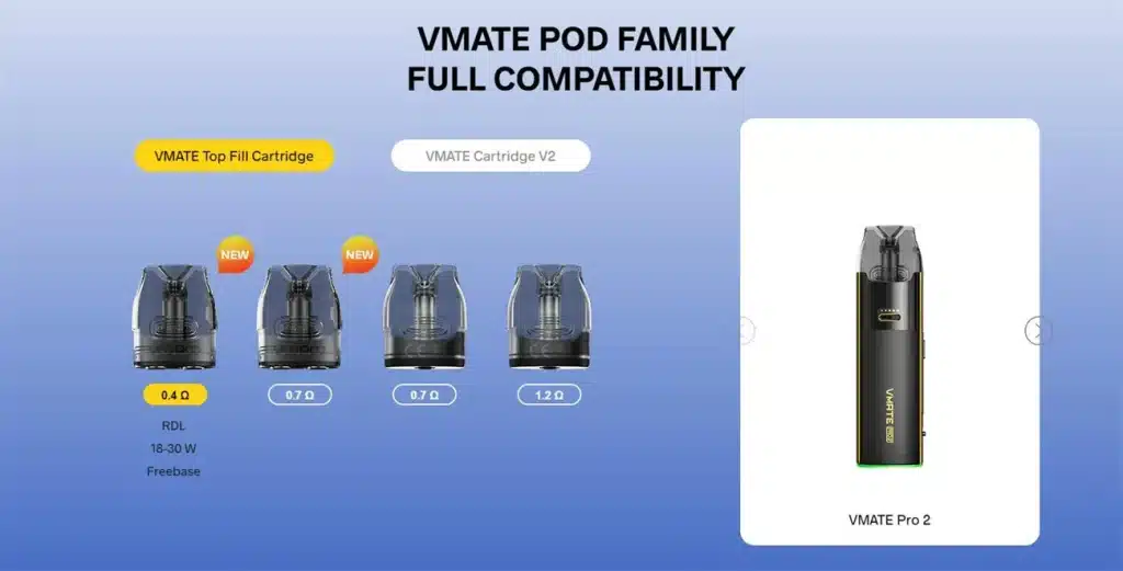 VOOPOO VMATE PRO 2 Pod Kit Pod Compatibility