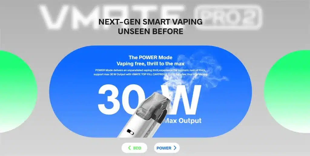 VOOPOO VMATE PRO 2 Pod Kit Wattage