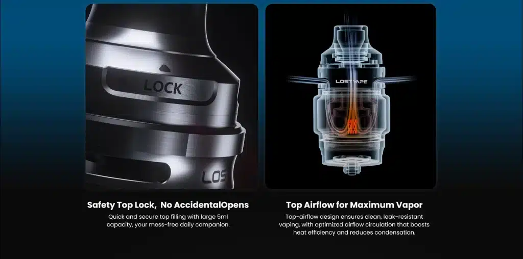 Lost Vape Centaurus V2 Sub Ohm Tank Safety Top Lock & Airflow