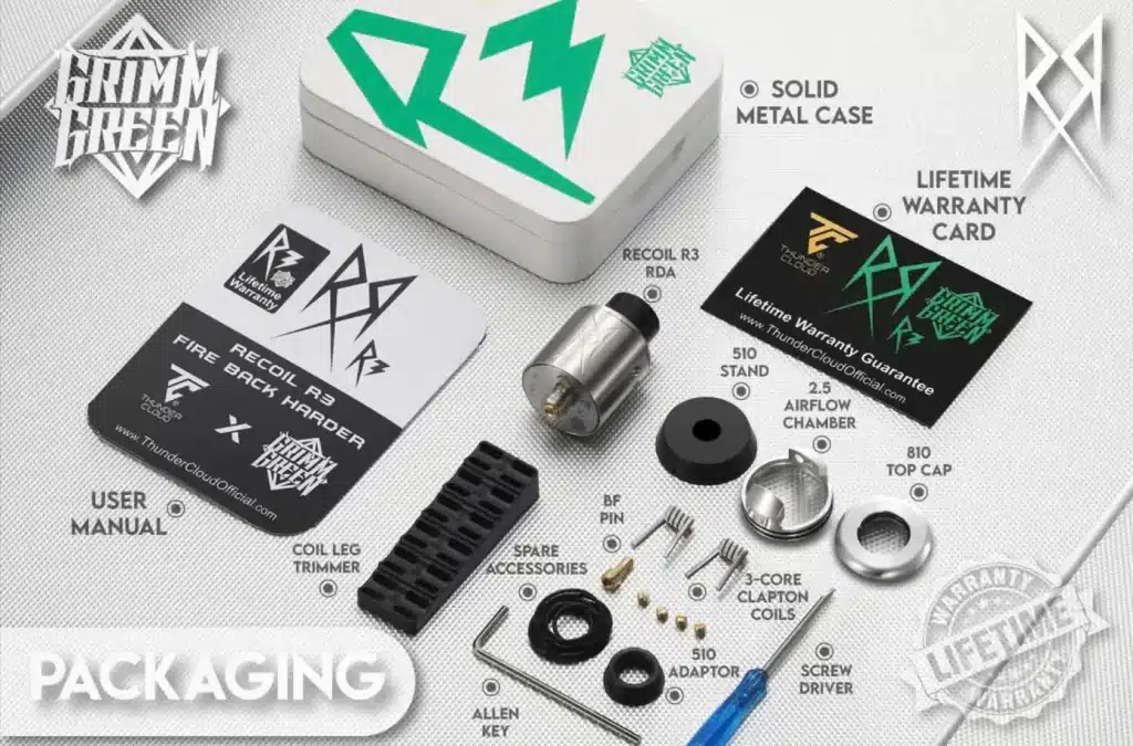 Recoil R3 RDA By Thunder Cloud X Grimm Green Contents