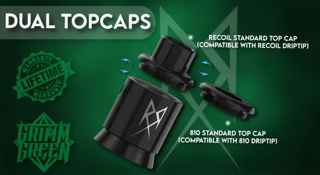 Recoil R3 RDA By Thunder Cloud X Grimm Green Dual Topcaps
